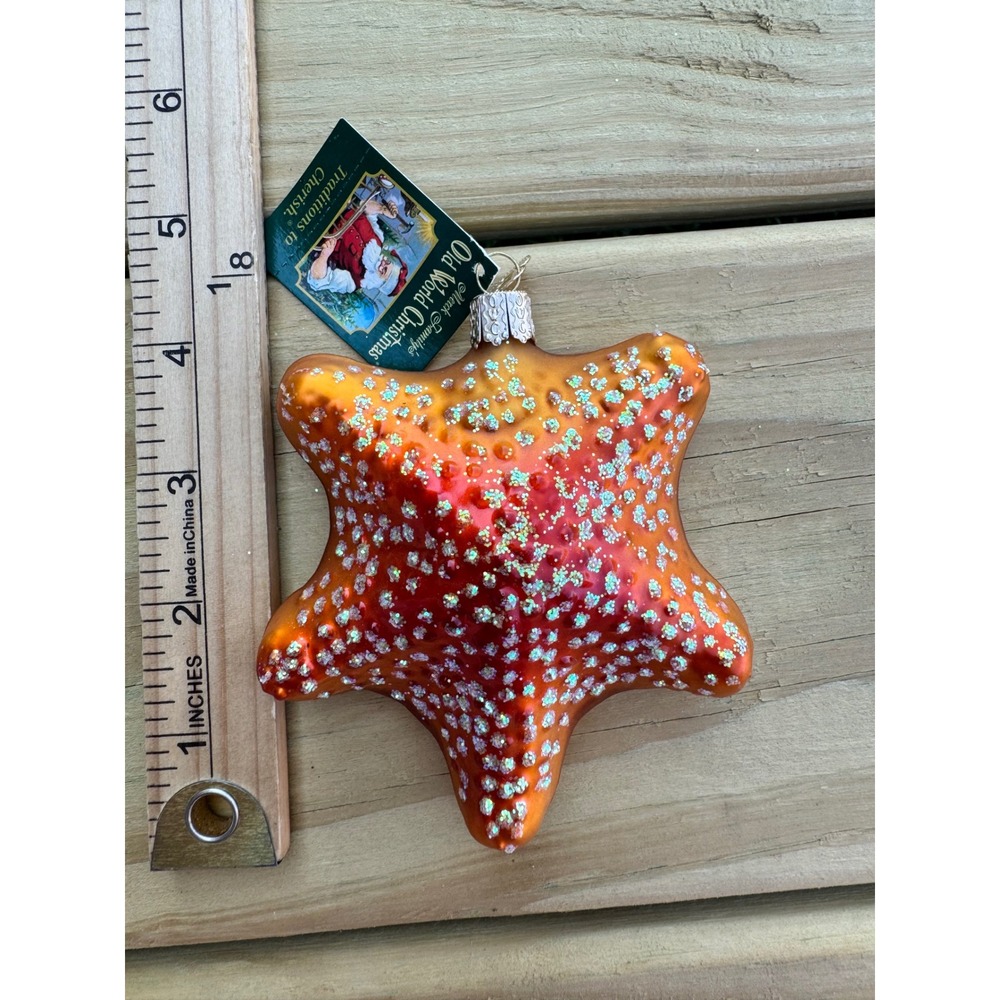 Vintage "Starfish"‎ Old World Christmas Glass Blown Ornament Merck Family W/ Tag